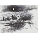 John Lowrie Morrison, MOONRISE OVER THE ROYAL HOTEL, 2006, ink and wash