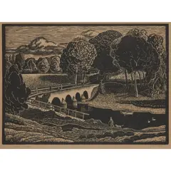 John Luke, SHAW'S BRIDGE, c. 1934, Linocut on japanese paper