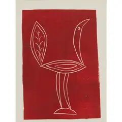 Breon O'Casey, Christmas Card (Bird Design), linocut