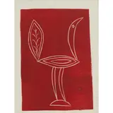 Breon O'Casey, Christmas Card (Bird Design), linocut