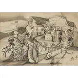 Bryan Wynter, Landscape with Thistle, 1947, ink and wash
