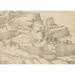 Misome Piele, Hill-top Town, pencil