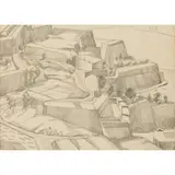 Misome Piele, Hill-top Town, pencil