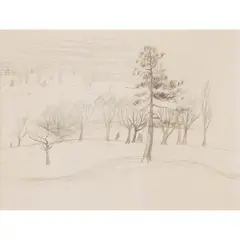 Christopher Wood, Winter Landscape, 1928, pencil on paper