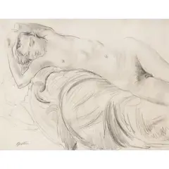 Jacob Epstein, Reclining Nude, circa 1930, pencil on paper