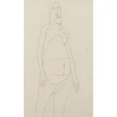 F. N. Souza, Odalisque, pen and ink on paper
