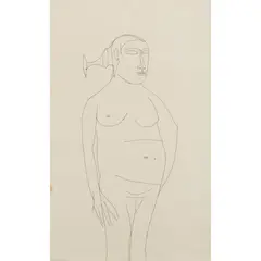 F. N. Souza, Odalisque II, pen and ink on paper