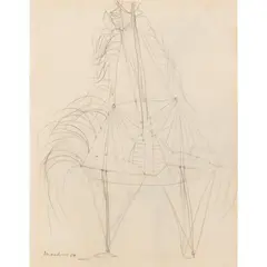 Bernard Meadows, Drawing For Cock Theme Sculpture, 1954, pencil on paper