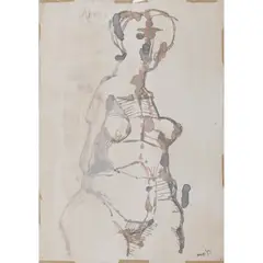 Hubert Dalwood, Nude, 1957, initialled and dated in ink (lower right), ink on paper