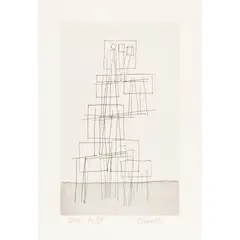 Geoffrey Clarke, Artist Series: The Artist’s Progression, The Artist and Participation, or Mutual Thought, 2000, etching on zinc, two etching and aquatint, commissioned by Strand Gallery and printed by St. Barnabas Press