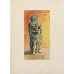 Robert Adams, Statue of a Woman, circa 1945, ink, watercolour and wash on paper