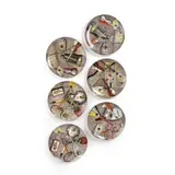 Set of Six 'Strumenti Musicali' Plates by Piero Fornasetti, hand-colored lithographic print on porcelain, sold Apr 2023