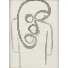George Kennethson, Girl's Back with Curled Hair - Study for Sculpture, circa 1960, ink and wash on paper