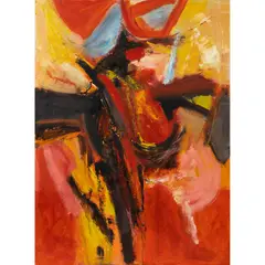 Norman Town, Forms on Red, 1959, oil on board