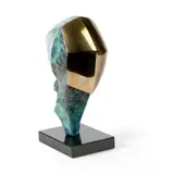 Margaret Lovell, Kaimos Head, 2016, verdigris and patinated bronze on granite base