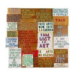 Bob and Roberta Smith, 75% Optimism, 2005, signwriters paint on board