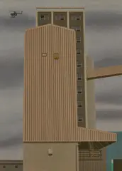 David Evans, A FLIGHT PAST THE TOWERS, acrylic on board