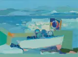 Claire Harrigan, LOBSTER BOAT, mixed media on paper