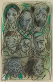 Peter Howson, FACES - BOSNIAN WAR SERIES, 1993, graphite and pastel