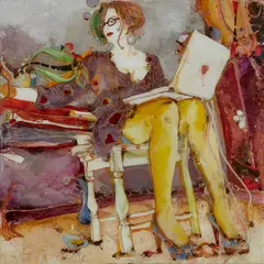 David Roland, CAROLINE, mixed media on glass