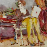 David Roland, CAROLINE, mixed media on glass
