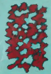 UNTITLED ABSTRACT, 1987 by William Gear, oil on paper, sold Aug 2022