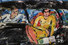 Peter McLaren, MATISSE WOMAN IN A CAR, oil on paper