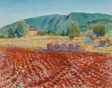 Frederick Gore, BALES OF STRAW NEAR BONNEAUX, oil on canvas