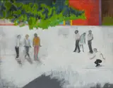 David Michie, PLAYING BOULES AT ST. JEAN, CAP FERRAT, 2008, oil on canvas