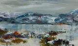 James Hawkins, LOCH ASSYNT, 1984, acrylic and enamel on card