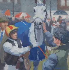 Catriona Campbell, WINNER'S ENCLOSURE, oil on board