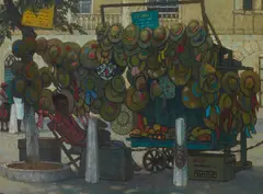 Robert Sawyers, HAT STALL, MONTEGO BAY, CUBA, oil on board