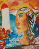 John Bellany, CELTIC MAIDEN (WOMAN AND BEACON), 1995, oil on canvas