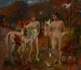 John Cunningham, ADAM AND EVE (OIL SKETCH), oil on board