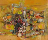 John Houston, UNTITLED (ABSTRACT SUMMER LANDSCAPE), oil on board