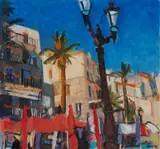 Archie Forrest, RESTAURANT FRONT, CALVI, oil on canvas