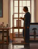 Jack Vettriano, ARTIST IN THE STUDIO, 2001