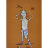Pat Douthwaite, UNTITLED (FIGURE WITH LONG FINGERS), Pastel on brown paper