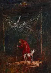 Joseph Urie, TRAPPED MAN, Oil on board