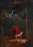 Joseph Urie, TRAPPED MAN, Oil on board
