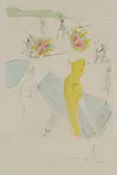 FEMME-FLEURS AU PIANO, FROM HIPPIES by Salvador Dalí, 1970, Etching with hand-colouring on japan paper, LXIII/C, sold Aug 2022