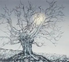 Victoria Crowe, RESILIENT TREE, RISING MOON, 2021, screenprint and lithography, 17/50