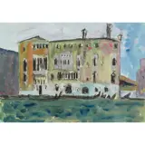 David Michie, HOUSE ON THE CANAL, VENICE, 1954, watercolour and charcoal on paper