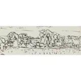 William George Gillies, EAST LOTHIAN VILLAGE, ink study