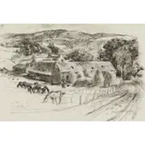 David Macbeth Sutherland, WOODHOUSELEE CULTS, ABERDEENSHIRE, chalk drawing