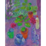Kim Redpath, STILL LIFE WITH GERANIUMS, oil on board