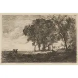 Jean-Baptiste Camille Corot, PAYSAGE D'ITALIE c.1865, Etching, 2nd state of 3