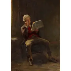 James Hamilton, AN INTERESTING STORY, oil on canvas