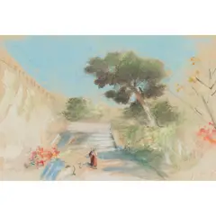 Hercules Brabazon Brabazon, THE PILGRIM, AND TWO FURTHER COMPOSITIONS, Pastel and watercolour on buff paper, initialled lower right