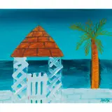 Jack Knox, COASTAL PALM AND GATEPOST, acrylic on paper
